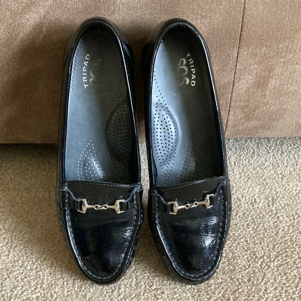 Women's Black Leather SAS Loafers